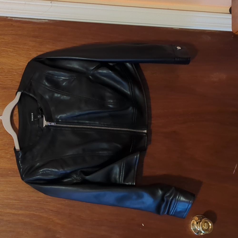 Torrid Black Faux Leather Bomber Jacket